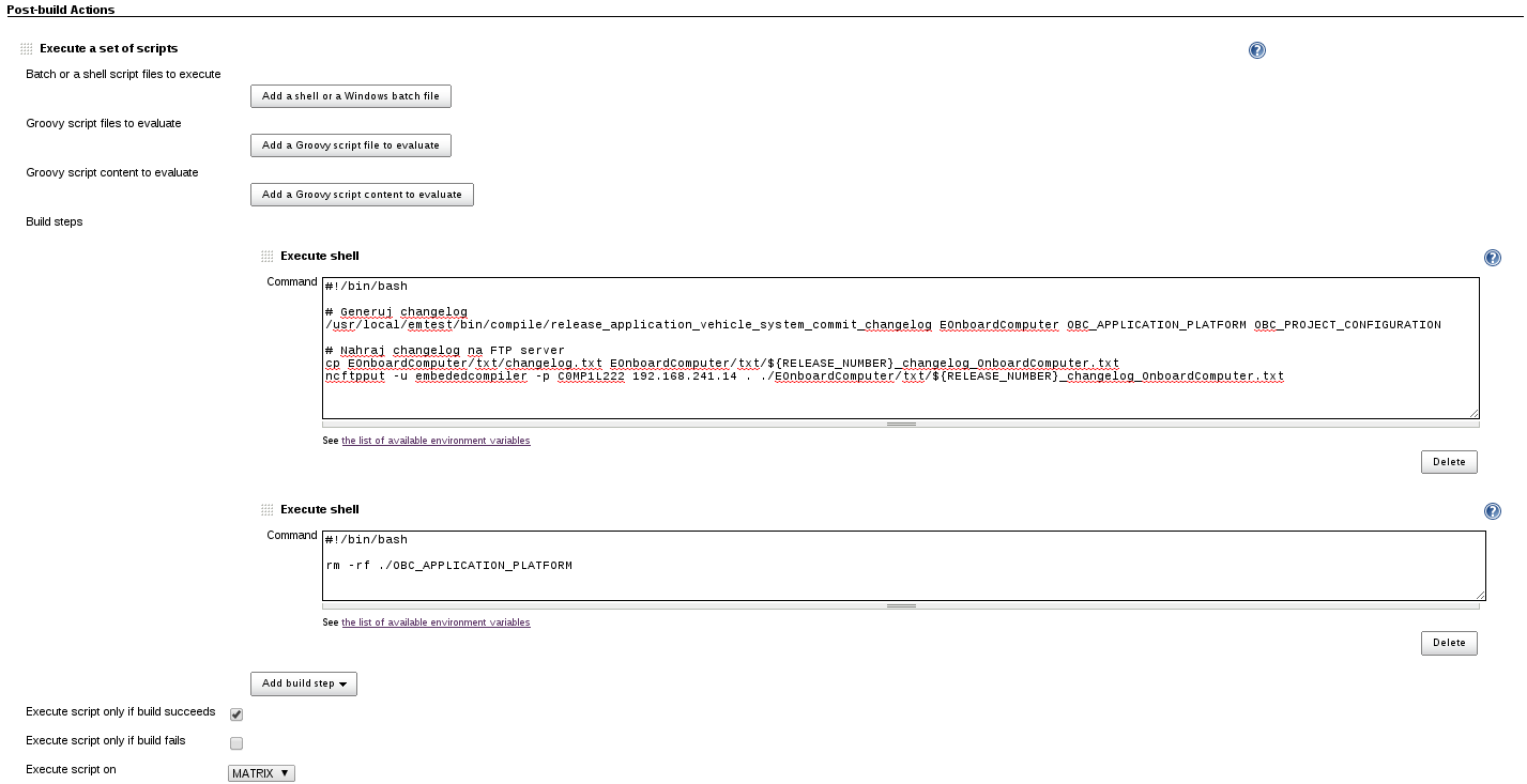 generovanie, commit changelogu a nahravanie changelogu na FTP