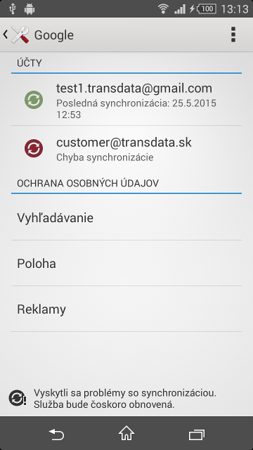 Viditelnost customer uctu v systeme