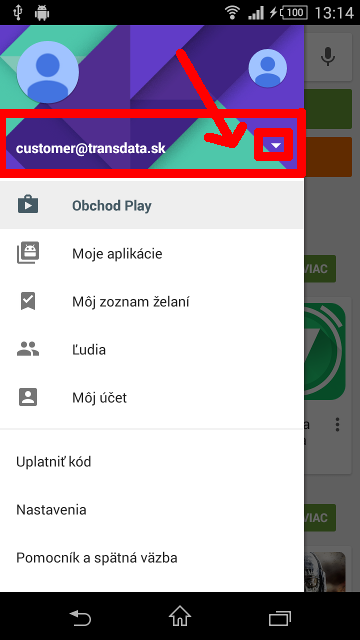 Volba transdata customer uctu v aplikacii google play